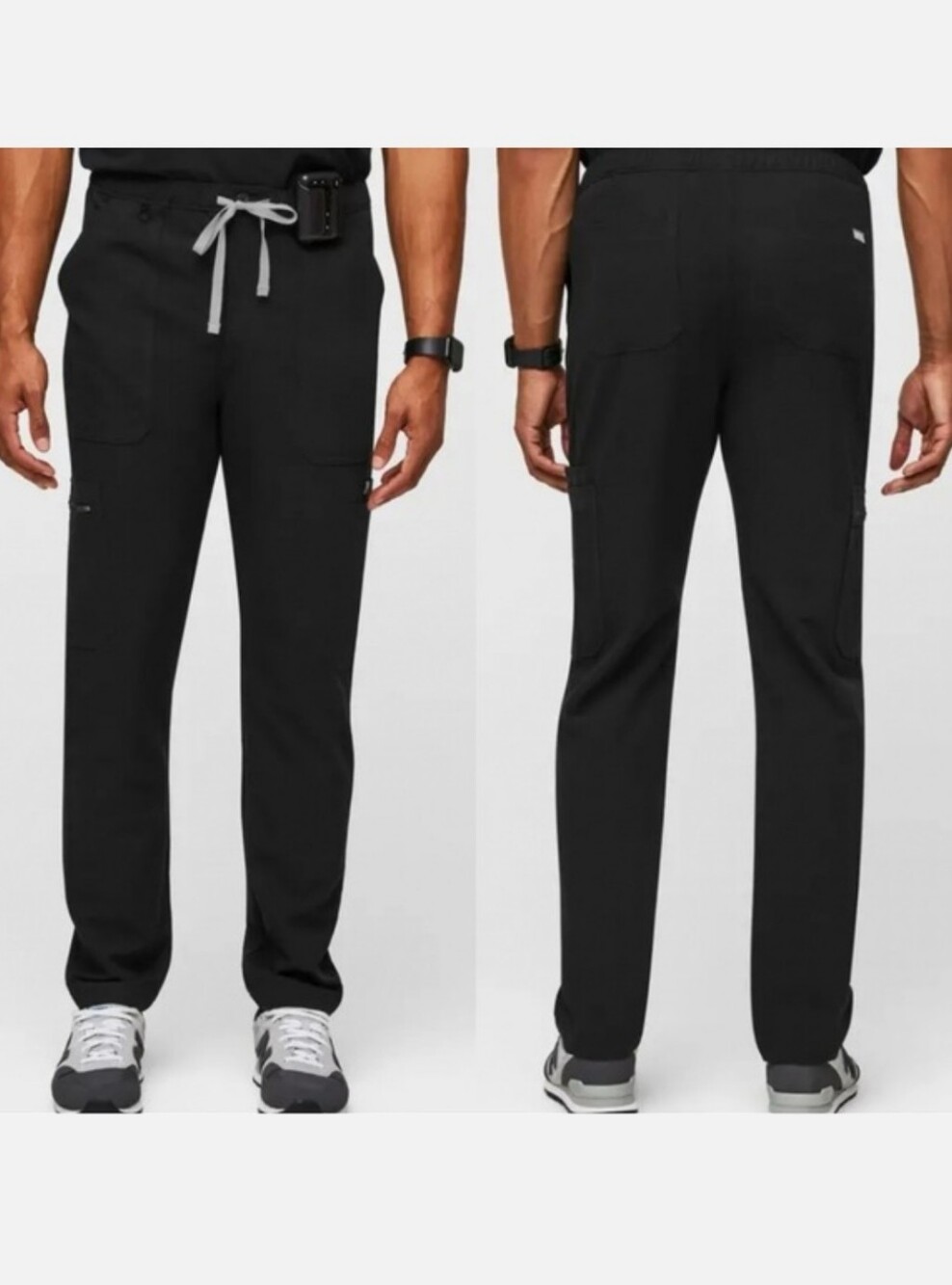 Figs Mens Cairo Straight Leg Scrub Pants Black Cargo Size Small